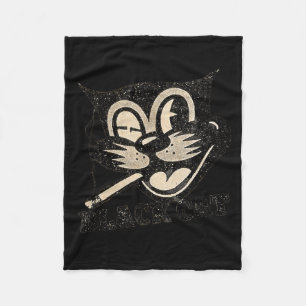 Vintage Retro Black Cat Smoking Halloween Gift Fleece Blanket