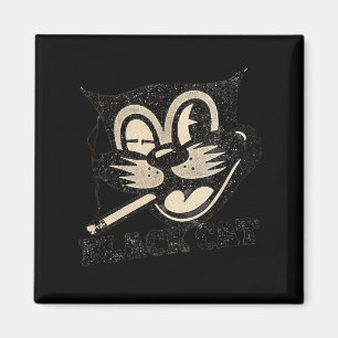 Vintage Retro Black Cat Smoking Halloween Gift Magnet