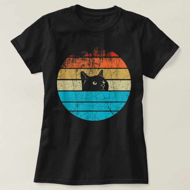 Vintage Retro Black Cat T-Shirt (Design Front)