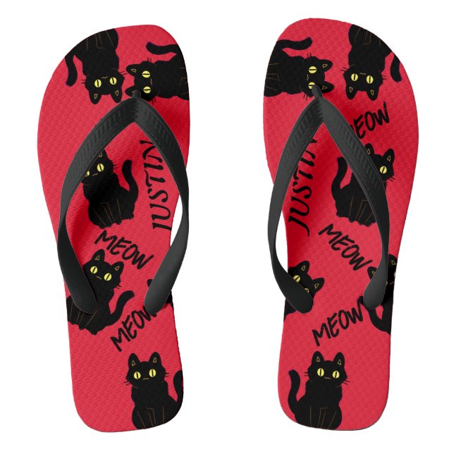 Vintage retro black cats Gang Flip Flops (Footbed)