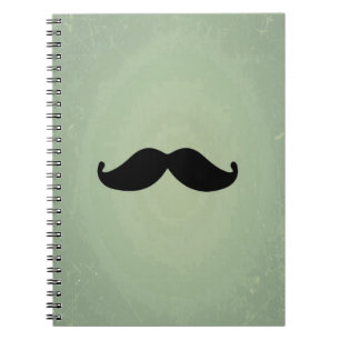 Vintage Retro Black Moustache On Shabby Mint Green Notebook