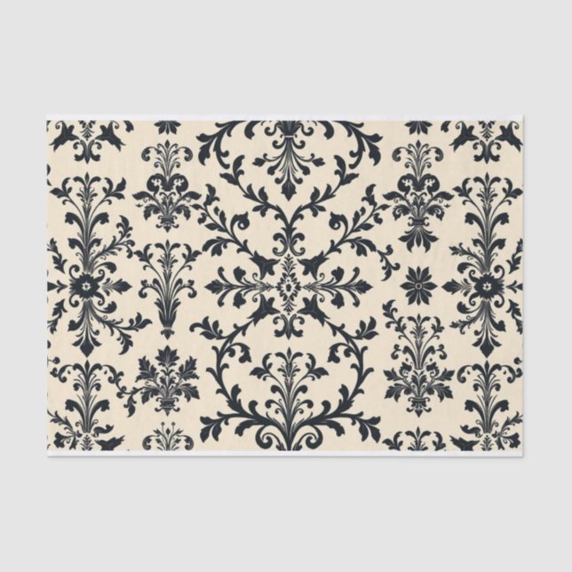 Vintage Retro Black toile de jouy Tissue Paper (Front)