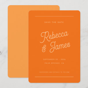 Vintage Retro Bold Orange Lines Wedding Save The Date