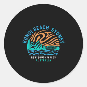 Vintage Retro Bondi Beach Sydney Australia Surfer  Classic Round Sticker