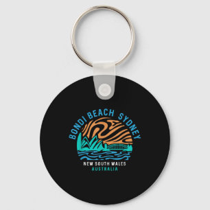 Vintage Retro Bondi Beach Sydney Australia Surfer  Key Ring