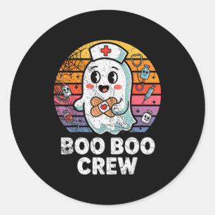 Vintage Retro Boo Boo Crew Nurse Halloween Nurses  Classic Round Sticker