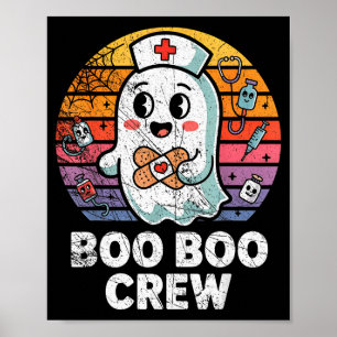 Vintage Retro Boo Boo Crew Nurse Halloween Nurses  Poster