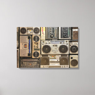 Vintage, retro boom boxes image on canvas print