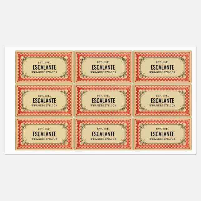 Vintage Retro Border Beige Brown Red Textured (Sheet)