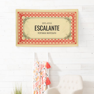 Vintage Retro Border Beige Brown Red Textured Banner