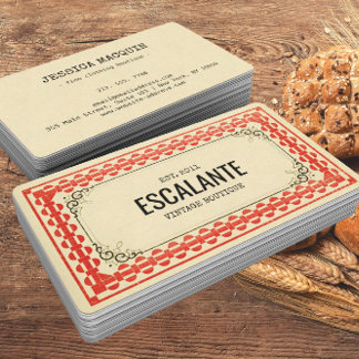 Vintage Retro Border Beige Brown Red Textured Business Card