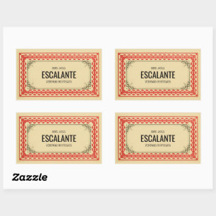 Vintage Retro Border Beige Brown Red Textured Rectangular Sticker