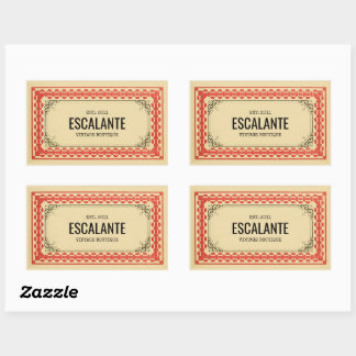 Vintage Retro Border Beige Brown Red Textured Rectangular Sticker
