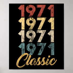 Vintage Retro Born In 1971 48th Birthday Gift Poster
