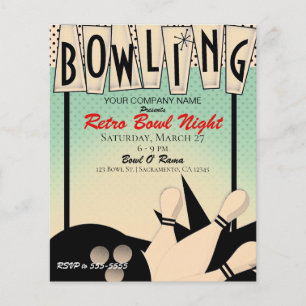 Vintage Retro Bowling Bowl Night Corporate Party Flyer