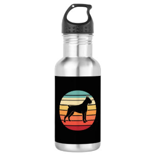 Vintage Retro Boxer Dog Sunset Silhouette 532 Ml Water Bottle