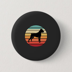 Vintage Retro Boxer Dog Sunset Silhouette 6 Cm Round Badge