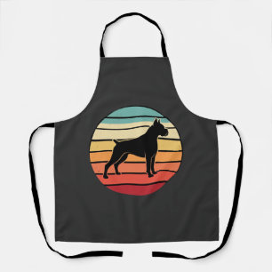 Vintage Retro Boxer Dog Sunset Silhouette Apron