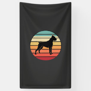 Vintage Retro Boxer Dog Sunset Silhouette Banner