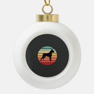 Vintage Retro Boxer Dog Sunset Silhouette Ceramic Ball Christmas Ornament