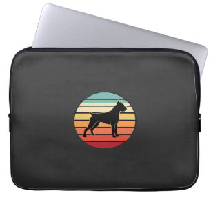 Vintage Retro Boxer Dog Sunset Silhouette Laptop Sleeve