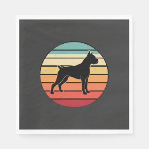 Vintage Retro Boxer Dog Sunset Silhouette Napkin