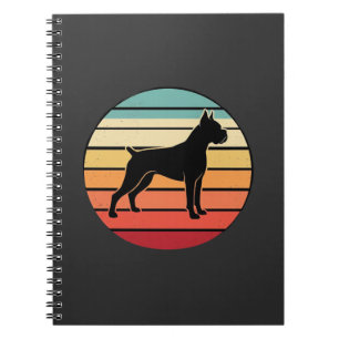 Vintage Retro Boxer Dog Sunset Silhouette Notebook