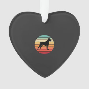 Vintage Retro Boxer Dog Sunset Silhouette Ornament
