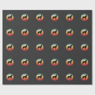 Vintage Retro Boxer Dog Sunset Silhouette Wrapping Paper