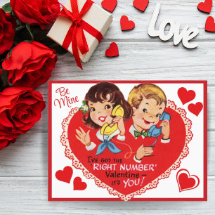 Vintage Retro Boy Girl Valentine's Day Holiday Postcard