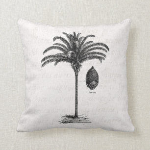 Vintage Retro Brazilian Palm Tree Template Palms Cushion