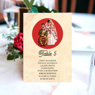 Vintage Retro Bride And Groom Old Rustic Wedding Table Number