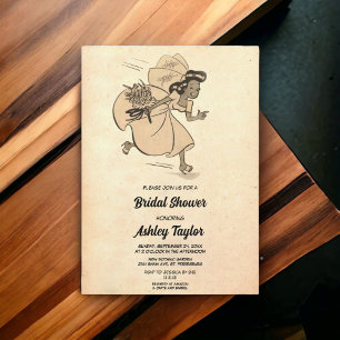 Vintage Retro Bride Dress Old Rustic Bridal Shower Invitation
