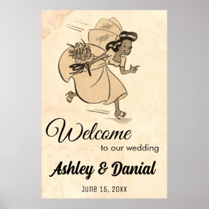 Vintage Retro Bride Funny Classic Welcome Wedding Poster