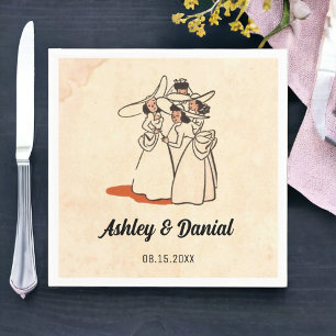 Vintage Retro Bridesmaids Rustic 50s Comic Wedding Napkin