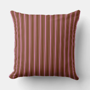 Vintage Retro Brown Pink Ticking Striped Pinstripe Cushion