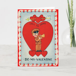 Vintage Retro Bugler Valentine Card