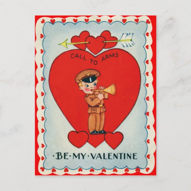 Vintage Retro Bugler Valentine Card (Front)