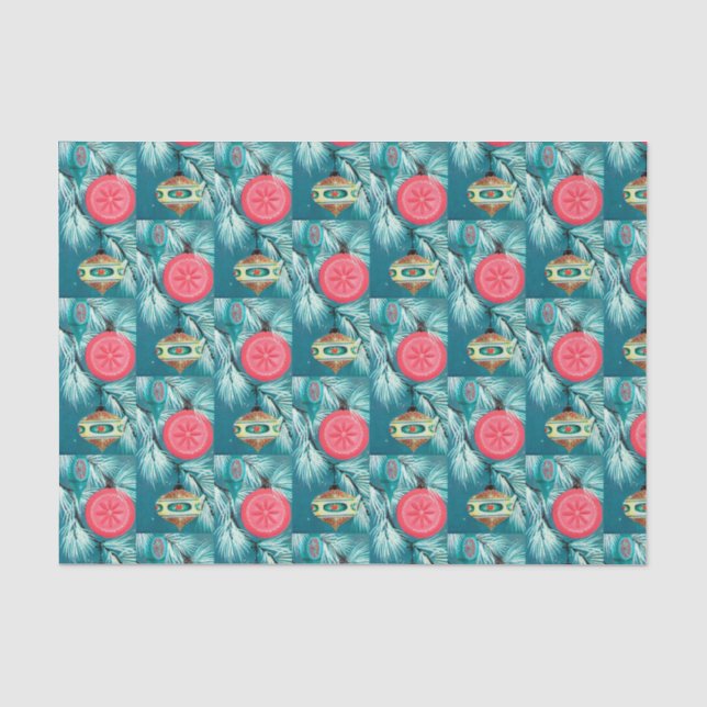 Vintage retro bulb pattern Christmas tissue Paper (Front)