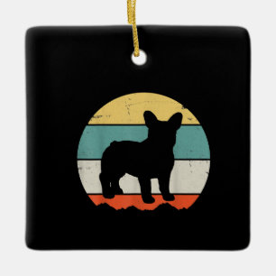 Vintage Retro Bulldog Gift For Dog Dad Dog Mum Ceramic Ornament