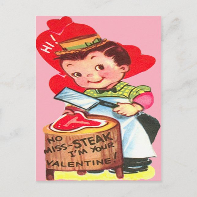 Vintage Retro Butcher Valentine Card (Front)