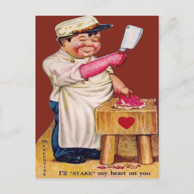 Vintage Retro Butcher Valentine Card (Front)