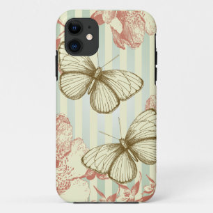 Vintage Retro Butterflies and Flowers iPhone 11 Case