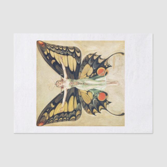 Vintage Retro Butterfly Pinup Girl Tissue Paper (Front)