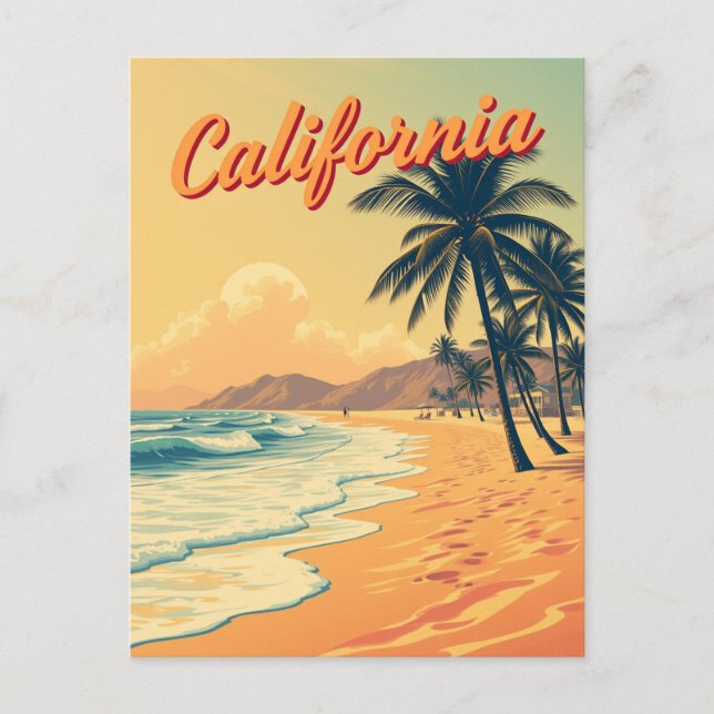 Vintage Retro California Beach Travel  Postcard (Front)