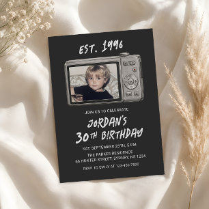 Vintage Retro Camera 30th Birthday Photo Invitation