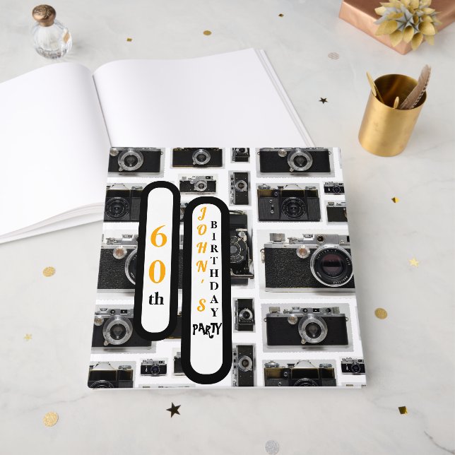 Vintage Retro Cameras 60th Birthday Guest Book (Front Open)