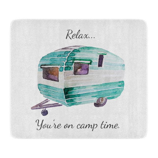 Vintage Retro Camper Camping Cutting Board (Front)