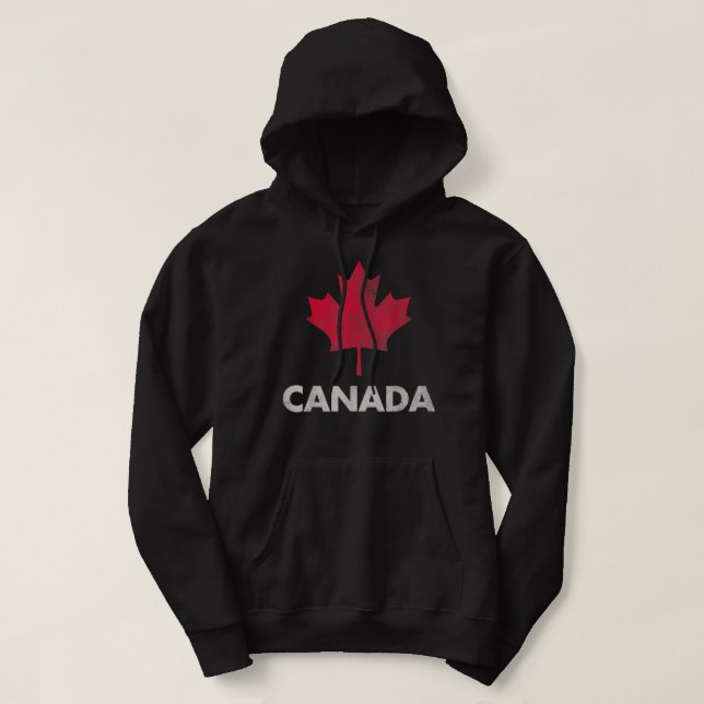 Vintage Retro Canadian Maple Leaf Canada Flag Hoodie (Design Front)