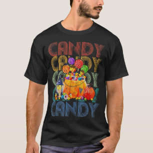 Vintage Retro Candy Pumpkin Basket Funny Halloween T-Shirt